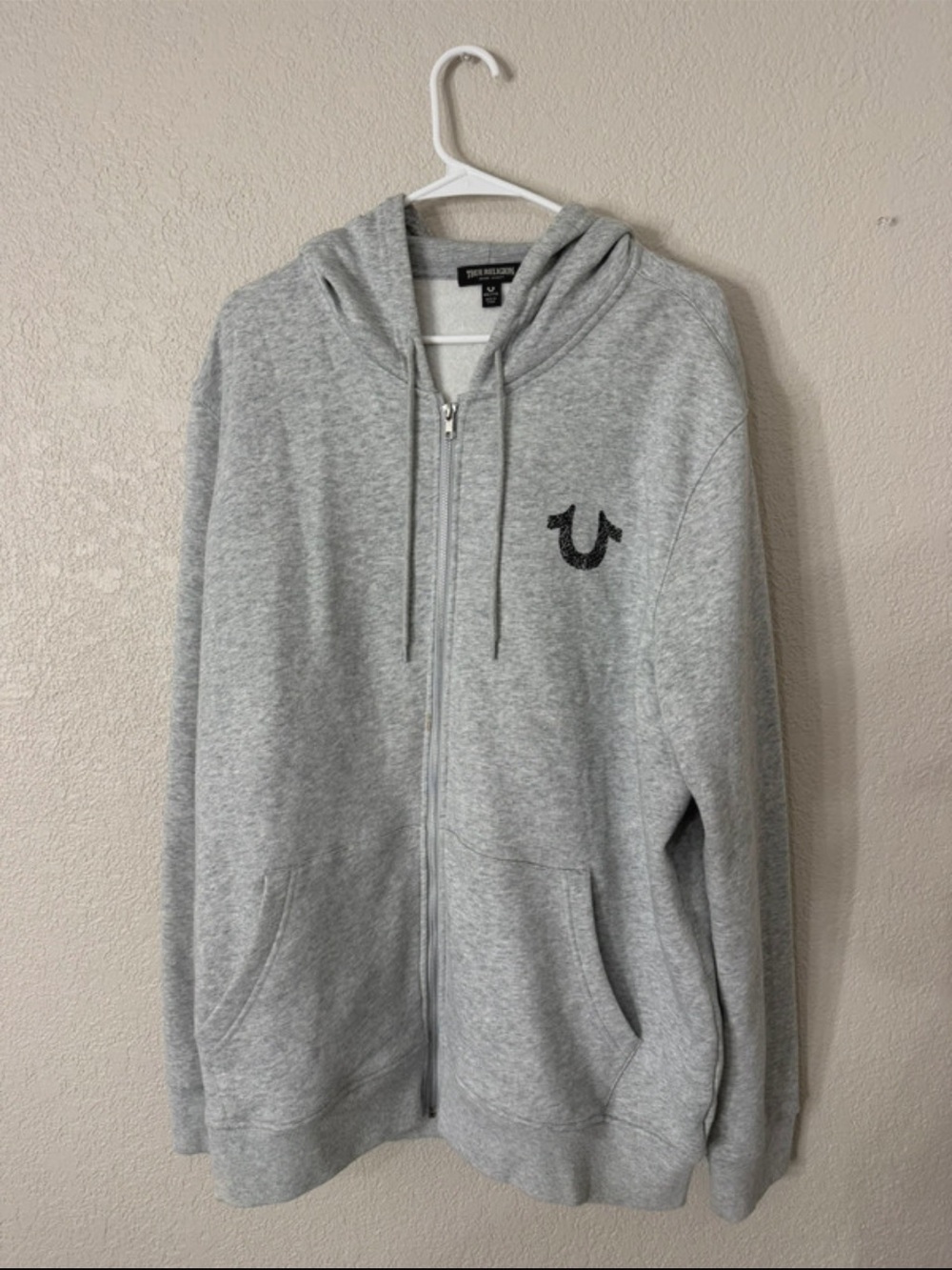 True Religion Light Gray Men’s Full-Zip Hoodie